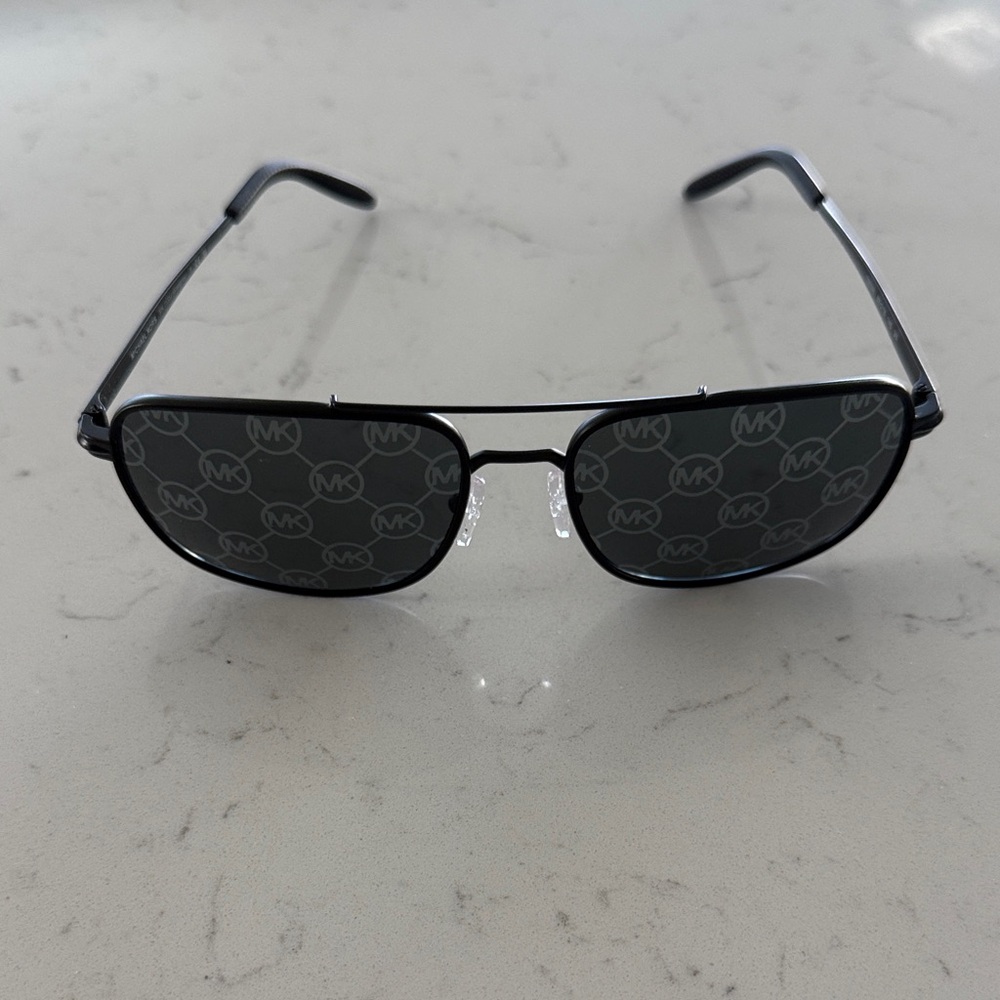 Michael Kors Black Aviator Sunglasses with MK Logo Lenses